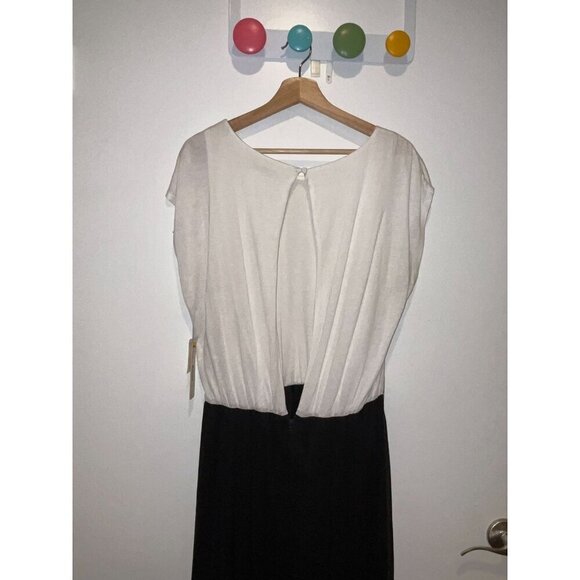 NWT ALICE + OLIVIA Black & White Colorblock Maxi Dress With Open Back Detail Lar - Picture 4 of 12